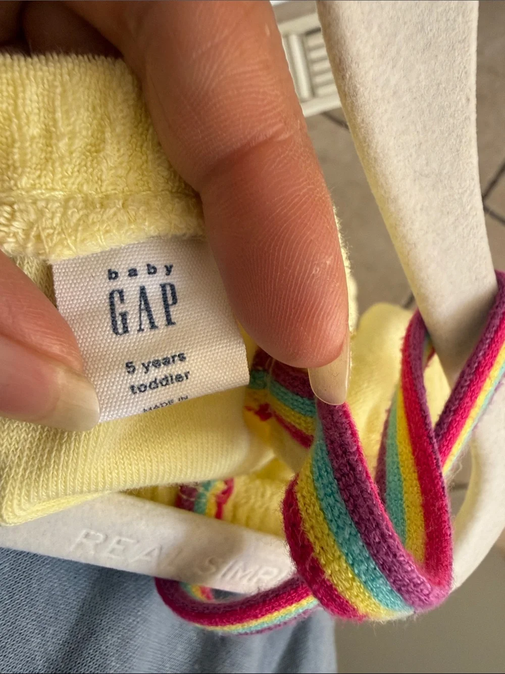 GAP Baby Yellow Terry Romper with Rainbow Strap Detail